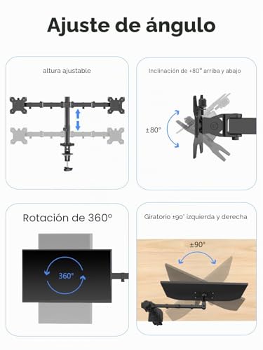 Soporte doble para monitor brazo articulado de escritorio VESA 75 100 para dos pantallas 13-27 4