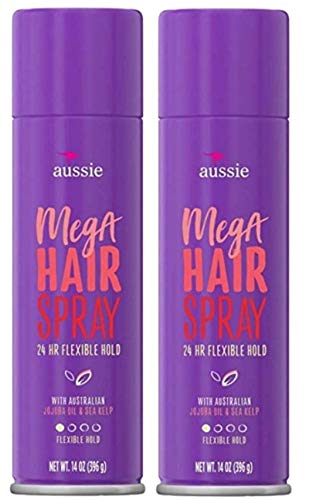 Aussie Hairspray Mega 14 Ounce 24 Hour Flexible Hold (2 Pack)
