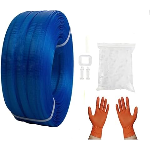 Manual Banding Strapping Kit, Box Packing Strapping Tool, 330 Ft Lenght Poly Strapping Belt and 100 Strapping Buckles Clips, for Packing and Shipping Cover