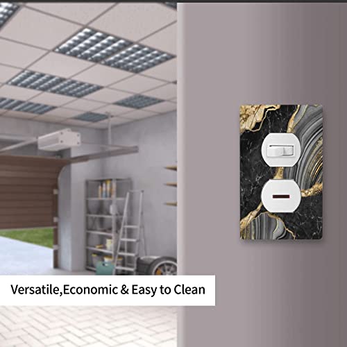 Decorative Light Switch Cover Black Gold Marble Print,1-Gang Duplex Wall Plate Kit Electrical Outlet Covers #TOP6