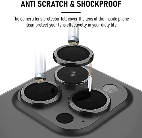 Image of V MOBITE Camera Lens Protector Ring for iPhone 12 Pro | Scratch Resistant Metal Camera Lens Guard | HD Clear Anti-Shock Dustproof Lens Protection Cover | Easy Installation Black