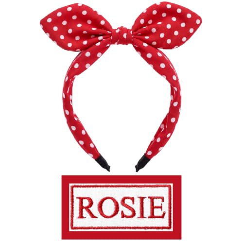 Thiccywoov 2 Pcs Halloween Riveter Costume Accessories Headband and Patch