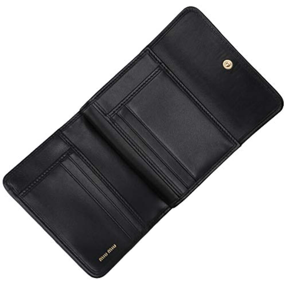 希少✨ ミュウミュウ 二つ折り財布 マテラッセ MIU ビジュー ブラック 黒 ミュウミュウ 二つ折り財布 マテラッセ ミニ財布 ブラック