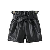 WINZIK Little Baby Girls Shorts Outfit Toddler Kids Spring Autumn PU Faux Leather Lapel Bottoms Shor