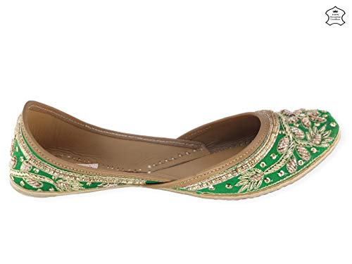 Image of Fulkari Women's Murraya Genuine Soft Leather Juttis | Bite and Pinch Free Jutis | Punjabi Jutti For Ladies | Bridal Ethnic Stylish Mojari Flats For Girls |