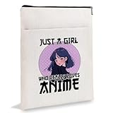 Anime Fans Book Sleeve, Paperback Book Cover with Zipper, Anime Lover Gifts for Girls Women Friend Sister for Birthday Christmas Gift - Just A Girl Who Really Loves Anime6JB034
