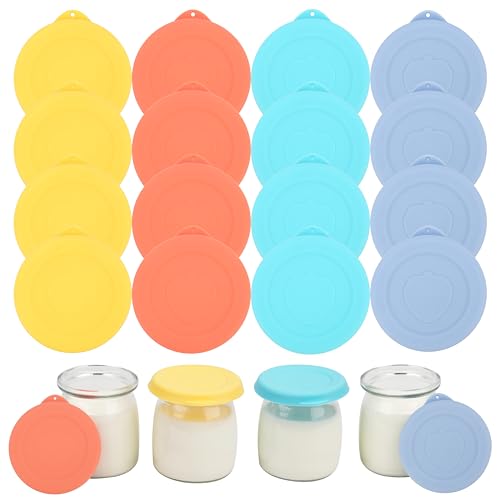 16PCs Ultimate Yogurt Jar Lids, Silicone Lids for Ultimate 6oz Glass Jars, Jar Covers, Ultimate Yogurt Maker Replacement Lids, Perfect for Food Storage, Airtight, Dishwasher Safe(Jars NOT Included)
