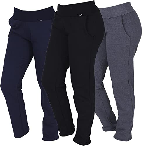 Kit com 03 Calças de Moletom Feminina Algodão Click Mais Bonita - Marinho/Preto/Grafite - GG 48/50