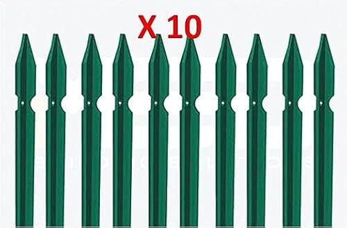 10 PZ Palo paletto in Ferro PLASTIFICATO a T 30x30x3 mm plastificato Verde per Rete Recinzione Metallica (150)