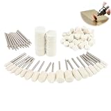 Lot de 80 disques de polissage compatibles avec les embouts de polissage Dremel, disques de polissage en feutre de laine avec tige 1/8', embouts de polissage pour outils rotatifs, bijoux, métal, verre