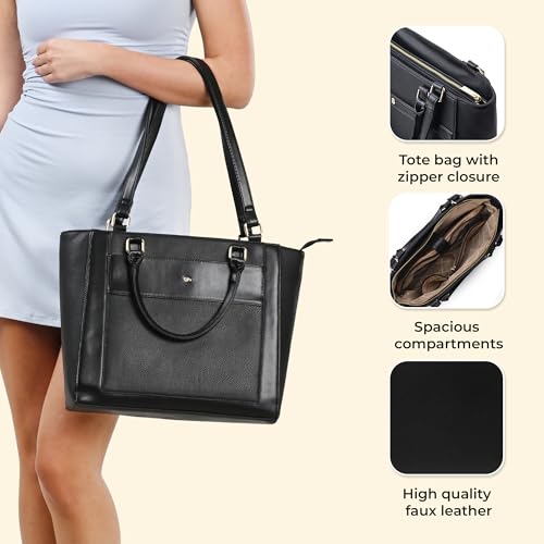 Image of Symbol Premium Women's Tote Hand Bag crafted from Imported PU | Stylish | Office Use - 14 inch Laptop