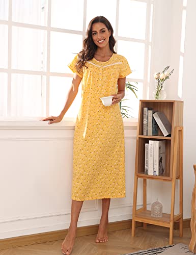 Mzrocr Cotton Women Nightgowns Lightweight Soft Night Gowns For Adult Women Short Sleeves Sleepshirts Ladies Long Sleepwear #TOP4