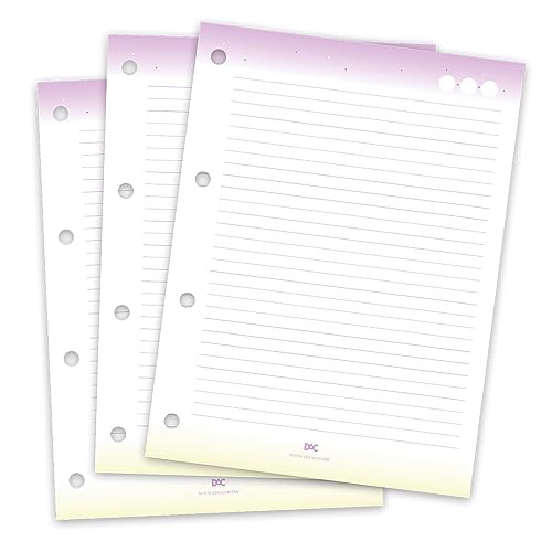 Refil de Folhas para Fichário Colegial com 96 folhas Decoradas - Lilás e Amarelo