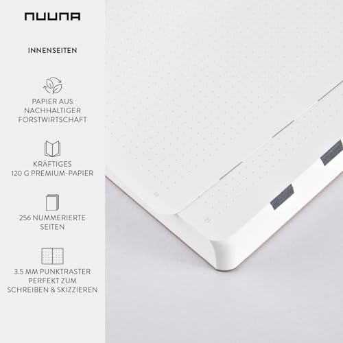 Carnet nuuna Graphic L blanc en cuir lisse write-wrong format A5 à points - 4