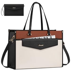 LOVEVOOK Laptop Bag for Women, 15.6” Laptop Tote Purse 2-in-1 Professional Work Bag Business Briefcase with Clutch Purse, Waterproof Leather Computer Handbag for Teacher Office Travel