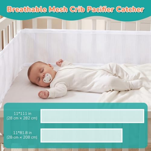 Crib Pacifier Catcher,2 Panels Breathable Mesh Liner Keep Binkies Off Floor — 사진 2