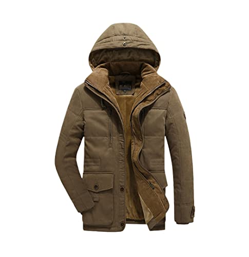 Parka d'hiver chaude homme marron M veste polaire à capuche YIOLEAMP