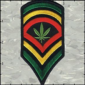 Rasta Pot Leaf Army Stripes Embroidered Iron On Badge Applique Patch FD