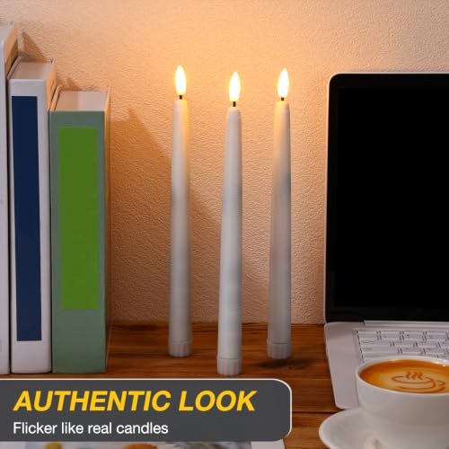 Image of Tuanse 100 Pcs Flickering Flameless Taper Candles Bulk LED Battery Operated Realistic Flame Effect with Remote & Timer Safe No Fire Wax Drip Candles for Wedding Church Home Decor (9.65 inch,White)