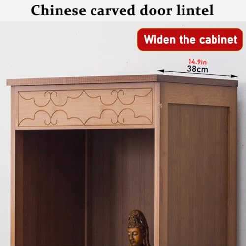 Niche compacte avec rangement en bambou marron de 50 cm style table d'autel et de méditation zen