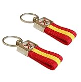 Durabol Llavero Cruz de Borgoña con Lona España, Metal Plateado con Cinta de Bandera Nacional, Diseño Insignia Oficial, Accesorio Patriótico (Águila Bicéfala)