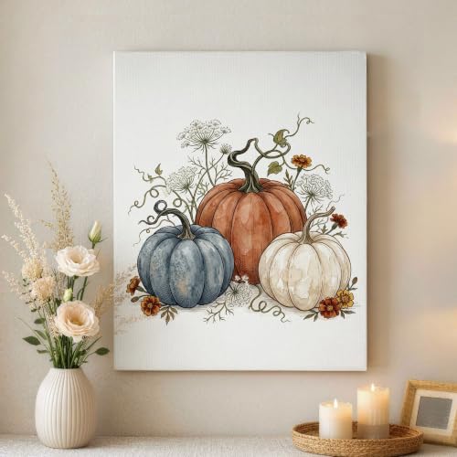 Lienzo decorativo para pared con vid floral naranja, cuadro rústico premium para el dormitorio