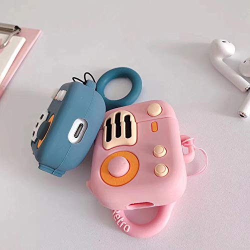 Coque AirPods 1/2 rose en silicone rétro avec mousqueton de protection - 6