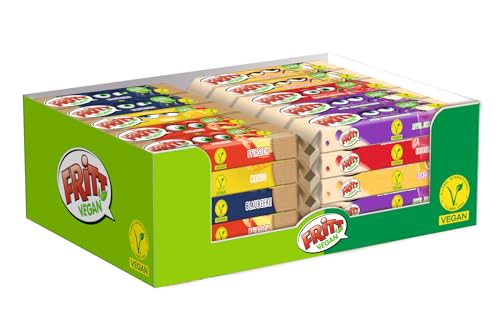 FRITT Vegan 50 x 56g, 100% Vegan, Kaubonbon-Streifen mit Vitamin C, in 6 verschiedenen Geschmacksrichtungen