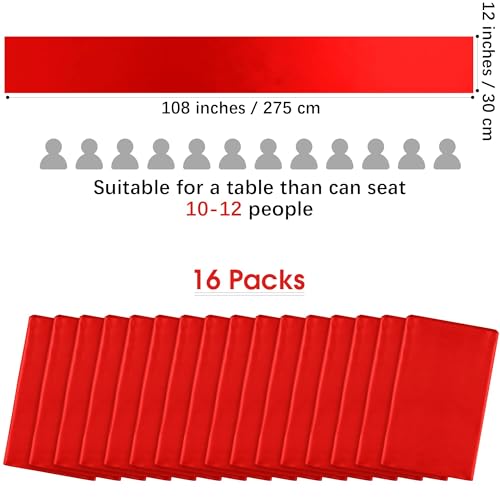 ANECO 4 Pack Satin Table Runner 12 x 108Inch Long Bright Silk and Smooth Fabric Party Table Runner for Wedding Banquet Party Decoration- Red by Aneco - Image 2