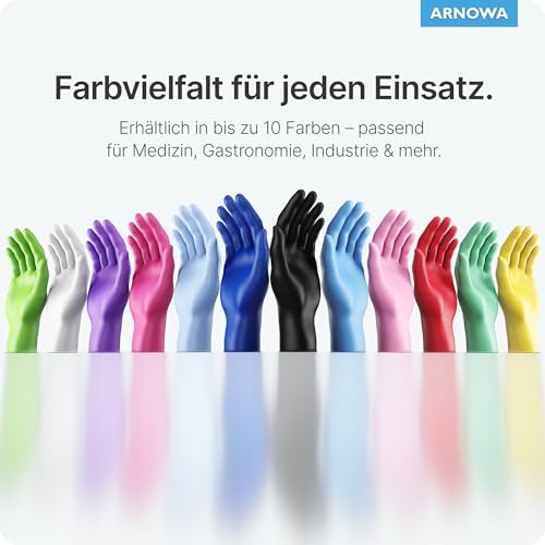 Foto von ARNOMED Einweghandschuhe 100 Stück/Box, Schwarze Nitrilhandschuhe L, puderfreie & latexfreie Einmalhandschuhe, Handschuhe in Gr. XS, S, M, L, XL & XXL verfügbar
