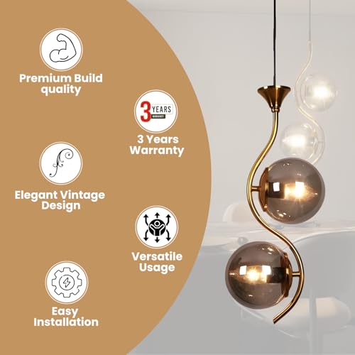 Image of ELIANTE Aunque Gold Iron Hanging Light Vintage Decorate Hanging Lamp for Farmhouse- | 3 Years Warranty | Free - LED LAMP