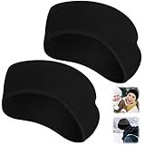 Komake Ear Warmers, 2 Pack Earmuffs Fleece Earmuffs Running Ear Covers Moisture Wicking Sweatband Ski Sport Headband for Men & Women (Black+Black)