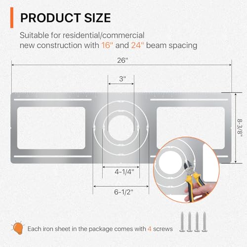 image for Anyhome 24 Pack New Construction Mounting Plate Round Hole 3