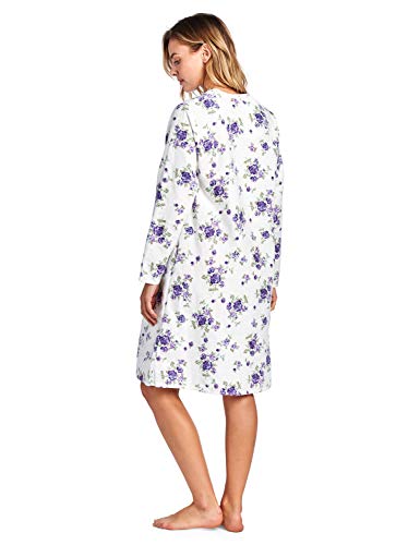 Casual Nights Women's Flannel Floral Long Sleeve Nightgown - Floral Purple - Medium #TOP3