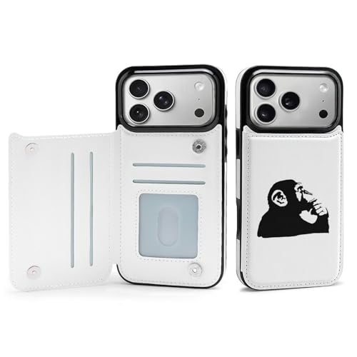 iPhone 17 Pro Max 用 ケース 手帳型 Banksy バンクシー ゴリラ アイフォン17用 対応 スマホケース Case 財布型 カード収納 携帯ケース おしゃれ
