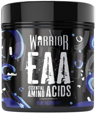 Warrior EAA Aminosäuren Pulver 360 g, essenziell – Blaue Himbeere | 30 Portionen, alle 9 essenziellen Aminosäuren, intra-workout, für Muskelaufbau & Recovery