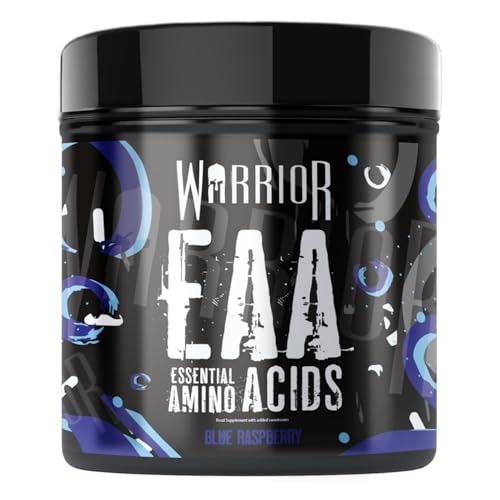 Warrior EAA Aminosäuren Pulver 360 g (Blaue Himbeere) – 9 essentielle Aminosäuren mit Bioperin – Hydratation & Regeneration – Nahrungsergänzungsmittel für Muskelaturaufbau & Fitness