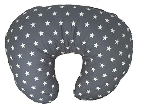 Katy® Soft Nursing Pregnancy Pillow/Cushion - Dark Grey with White Stars - with Quilted Cover & Extra Padding