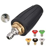 Glewi Boquilla turbo giratoria de 4000 PSI, conexión rápida, punta de acero de alta presión para limpieza resistente de entradas y patios (40 mm)