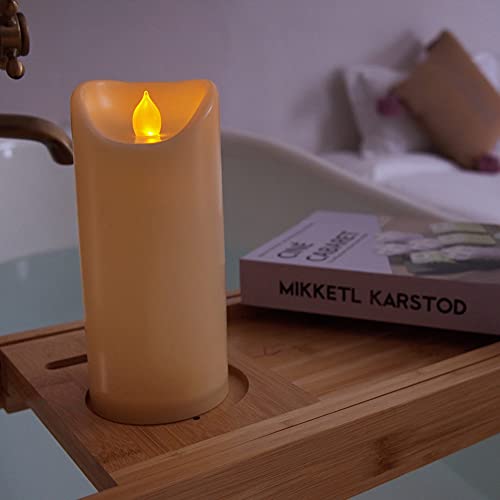 Homemory 3"X 7" Outdoor Waterproof Flameless Candles With Timers And Remote Control, Battery Operated Candles, Led Plastic Candles, Ivory, Set Of 3 #TOP3