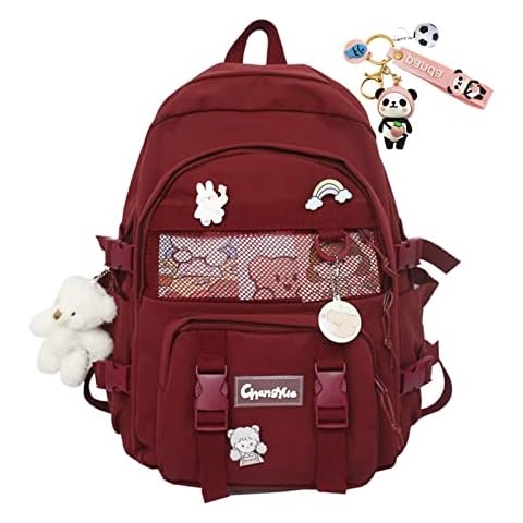 JELLYEA Kawaii Backpack with Kawaii Pins School Bag Rucksack Large Capacity Girls Backpack Teens Multi-Pocket Bookbag Cover