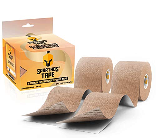 Sparthos Tape Kinesiology Tape (Pack of 2) - Incredible Support for Pro Athletic Sports and Recovery - Free Kinesio Taping Guide! - Waterproof Tex Rock Gold Lift Tapes - Uncut (2X Beige) by Sparthos - Used condition - US$12.62