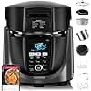 Nuwave Duet Electric Pressure Cooker & Air Fryer Combo, 450 IN 1 Slow Cooker & Grill with Integrated Digital Temp Probe, 6qt SS Pot, Adjustable High/Low Pressure, Built-in Sure-Lock Safety Tech