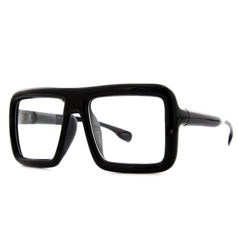 grinderPUNCH Thick Black Square Frame Clear Lens Oversized Fashion Unisex