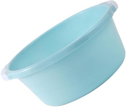 Healifty 2pcs Classical Wash Basin, Blue, 34.5 * 28.5cm, Farmhouse Style, Plastic, Freestanding, Rectangular, Central Drain, Painted Finish, Anti-Slip Bottom, Suitable for Kitchen and Bathroom