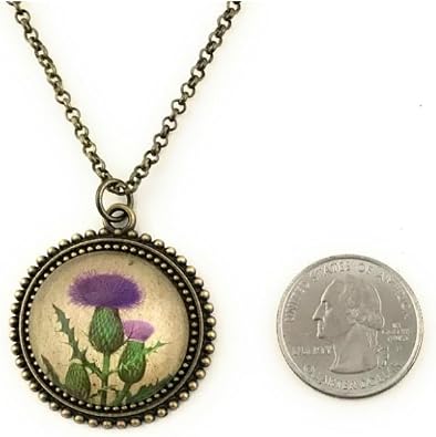 Fern & Filigree Scottish Thistle Necklace and Earring Set - Purple Flower Pendant Jewelry - Gift for Women