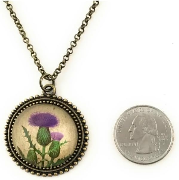 Fern & Filigree Scottish Thistle Necklace and Earring Set - Purple Flower Pendant Jewelry - Gift for Women