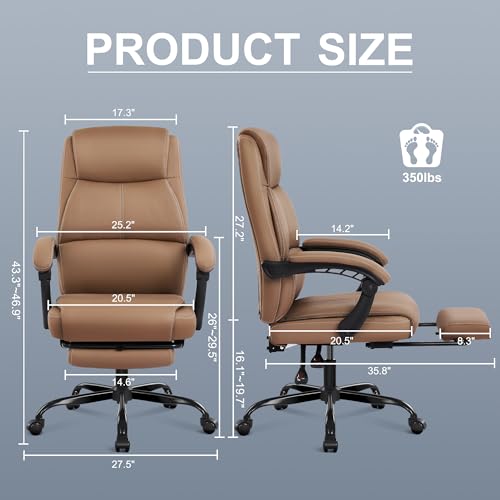Misolant Big and Tall Office Chair with Footrest, High Back Desk Chair with Linkage Armrest, 90 - Additional View