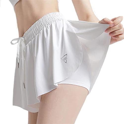 BDROX Butterfly Shorts,Women Double Layer Yoga Fitness Shorts,2 in 1 Flowy Running Shorts for Women,Fitness Shorts (C,M), Medium