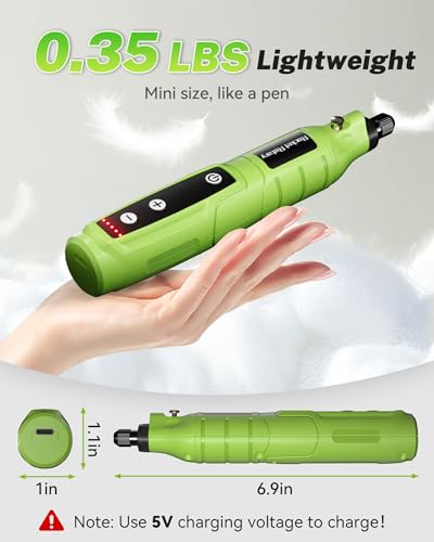 Mini Cordless Rotary Tool Kit with 75pcs Accessories, 5-Speed Rechargeable Engraving Pen with LED Light, 3.6V Power Rotary Tool for Sanding, Polishing, Drilling, Etching, Engraving, DIY Crafts, Green - Image 2